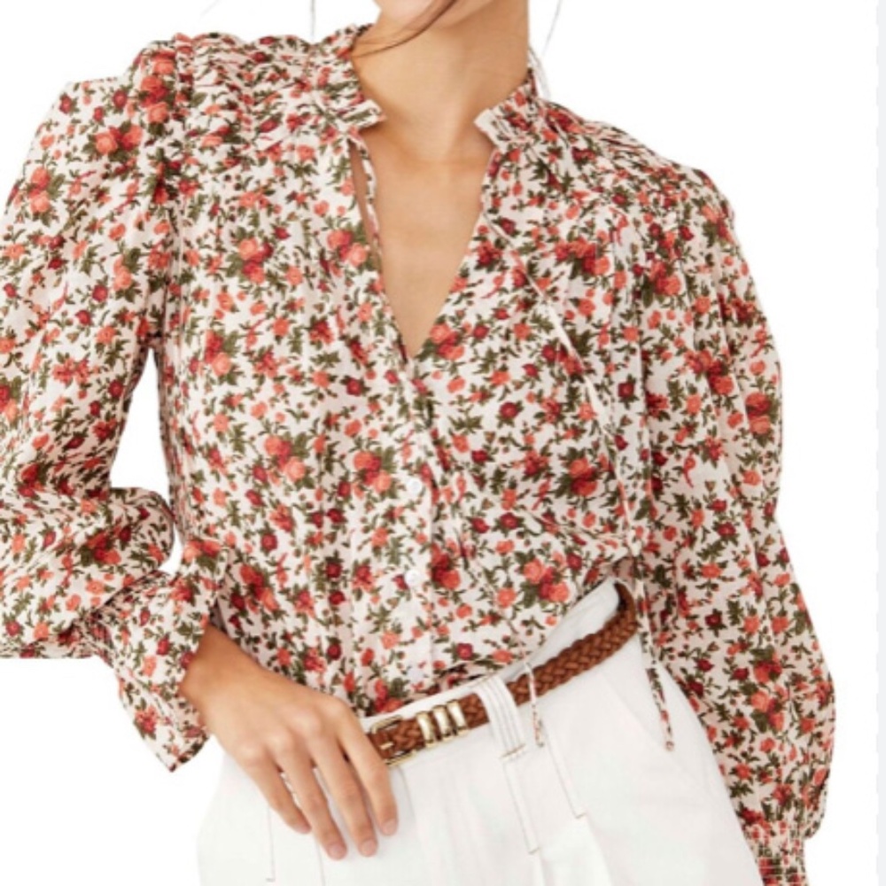Free People Floral Meant To Be Romantic Blouse Size Small